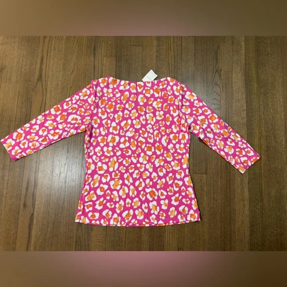 J McLaughlin Pink and Orange Leopard Print Top-Size Medium - Picture 2 of 7